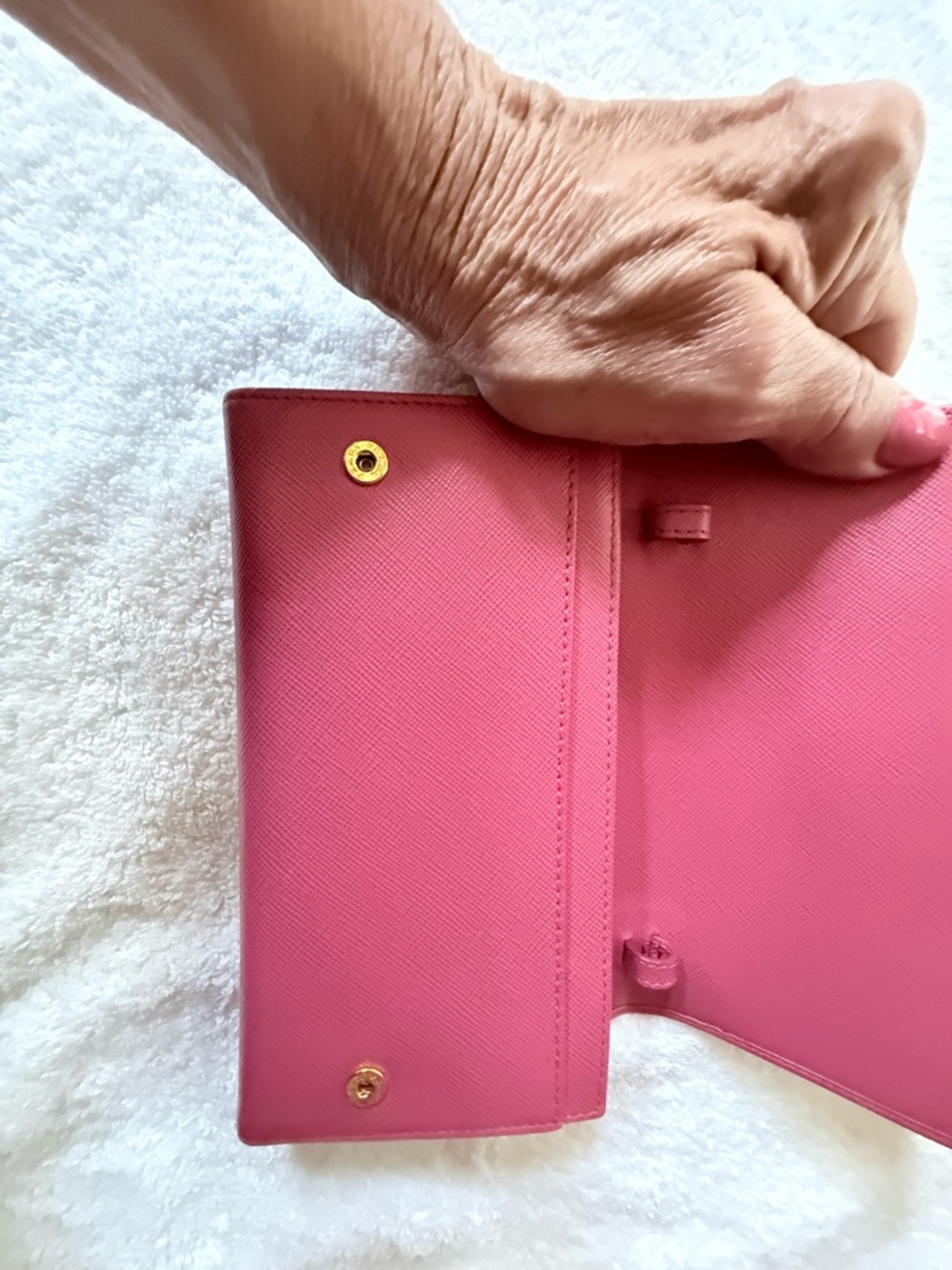 Prada Rose Pink Saffiano Bow Crossbody Wallet / Crossbody - Picture 5 of 16